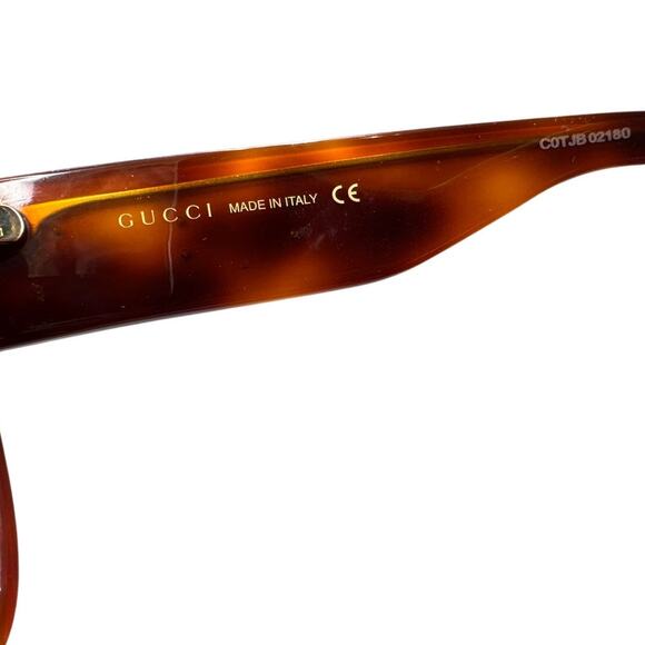 Gucci GG0059S 003 Cat Eye Sunglasses Tortoise Stripe Studded Arms - Picture 10 of 10